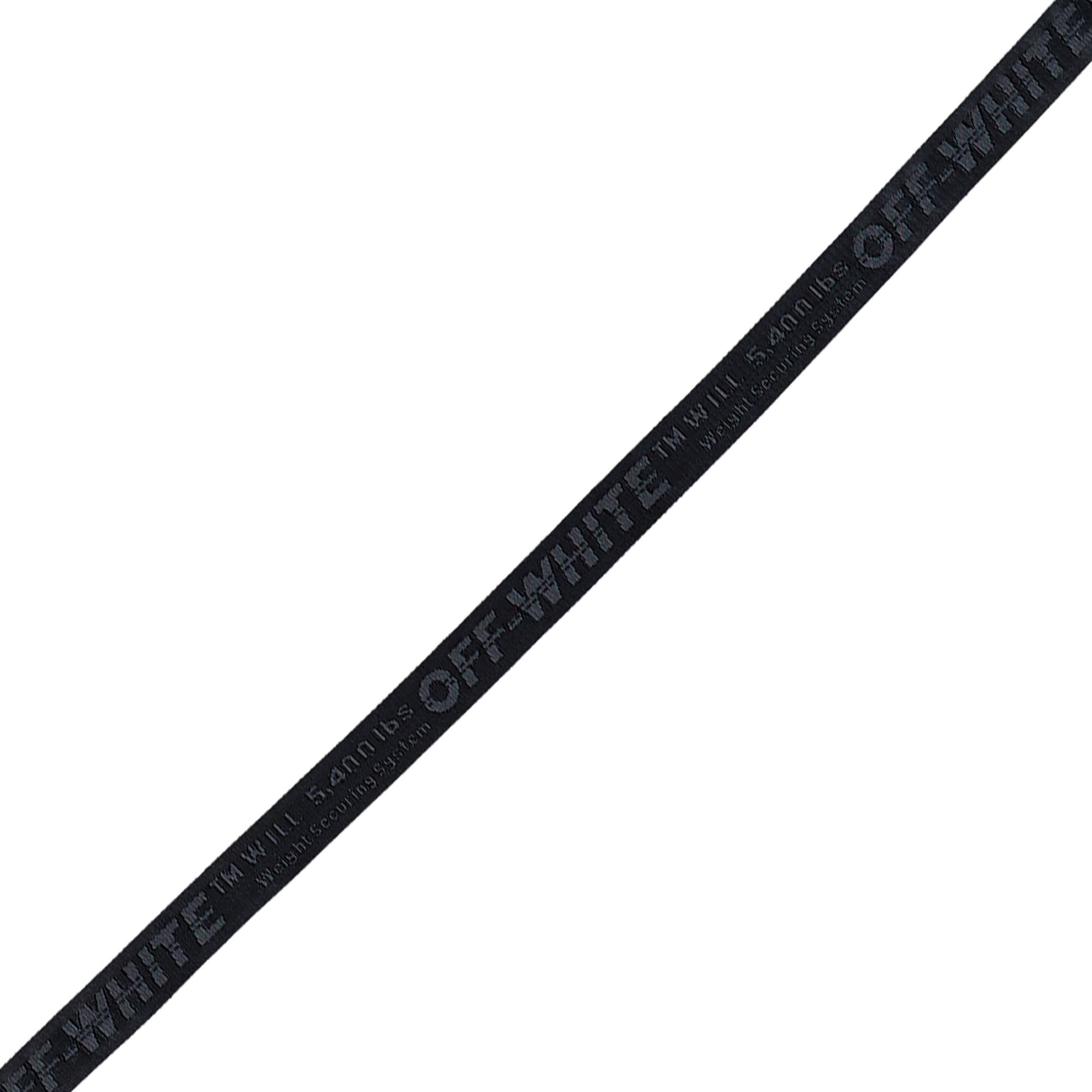 Off White Tape Belt Arrow 38MM Black / Black Belts OMRB14LC99FAB0011010 Detail View 5 | GATE
