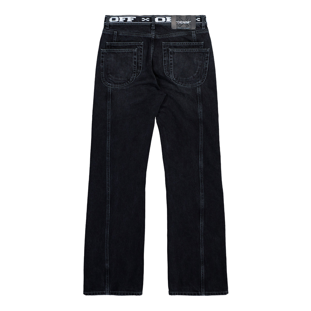 Off-White Logo Band 90s Skate Jeans Black - White Denim OMYA18SF25DEN0021001 Detail View 1 | GATE