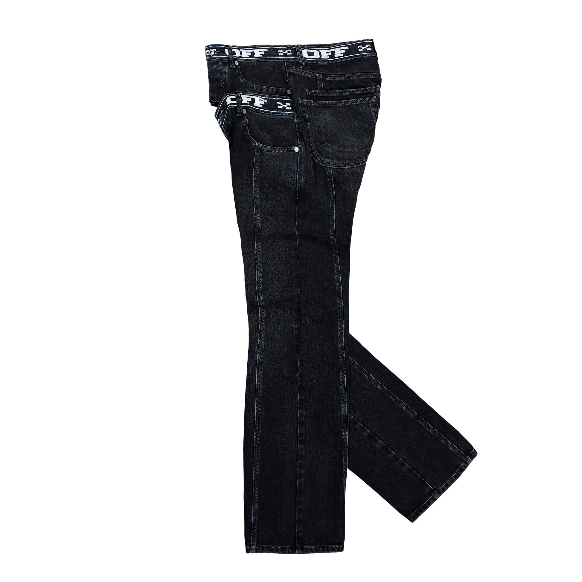 Off-White Logo Band 90s Skate Jeans Black - White Denim OMYA18SF25DEN0021001 Detail View 3 | GATE