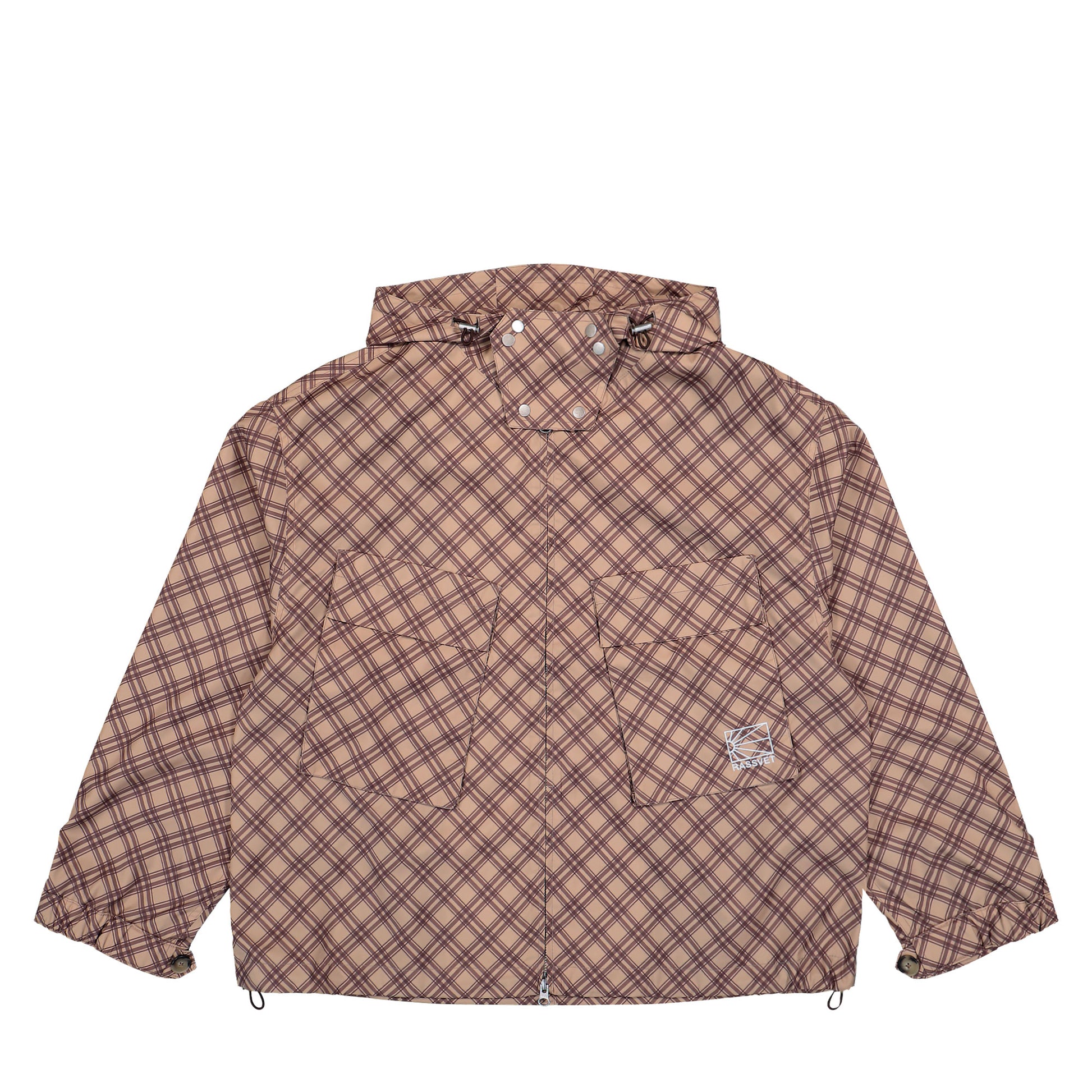 Rassvet Poly Tartan Hooded Jacket Brown Jackets PACC18J006-1 Detail View 1 | GATE
