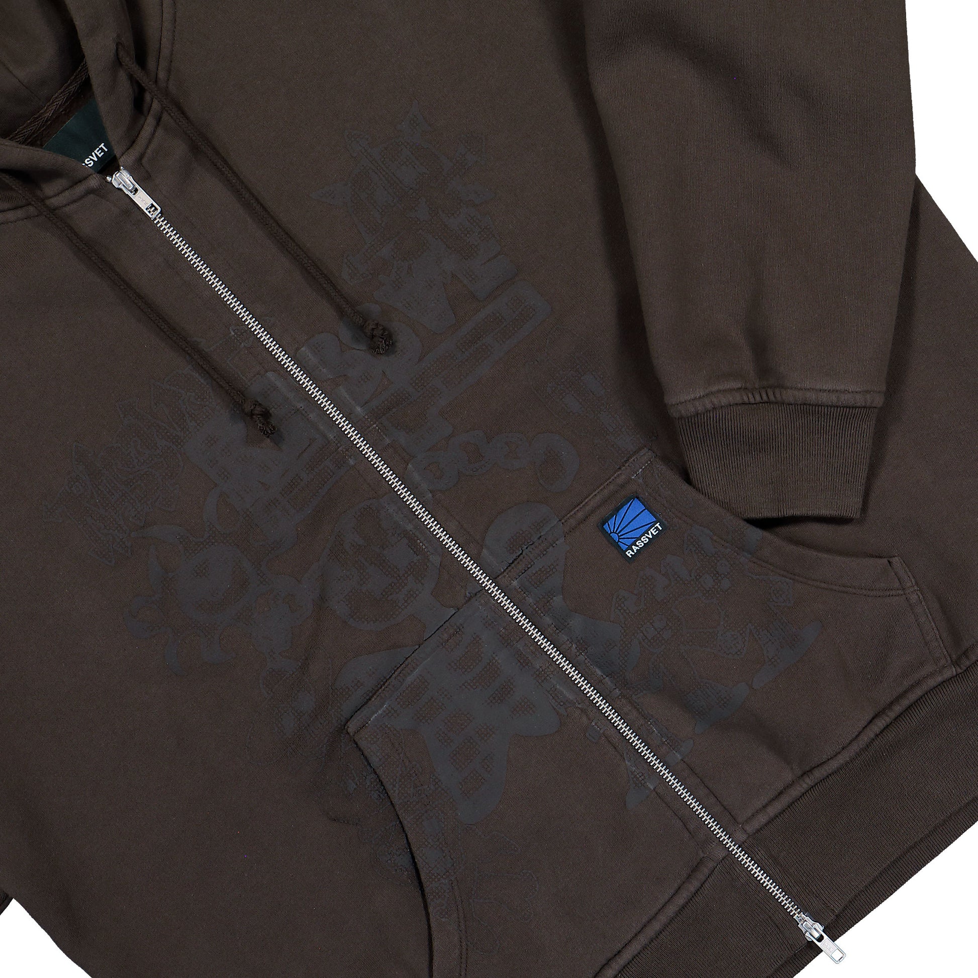 Rassvet Collage Zip Hoodie Brown  Hoodie PACC18T024-1 Detail View 4 | GATE
