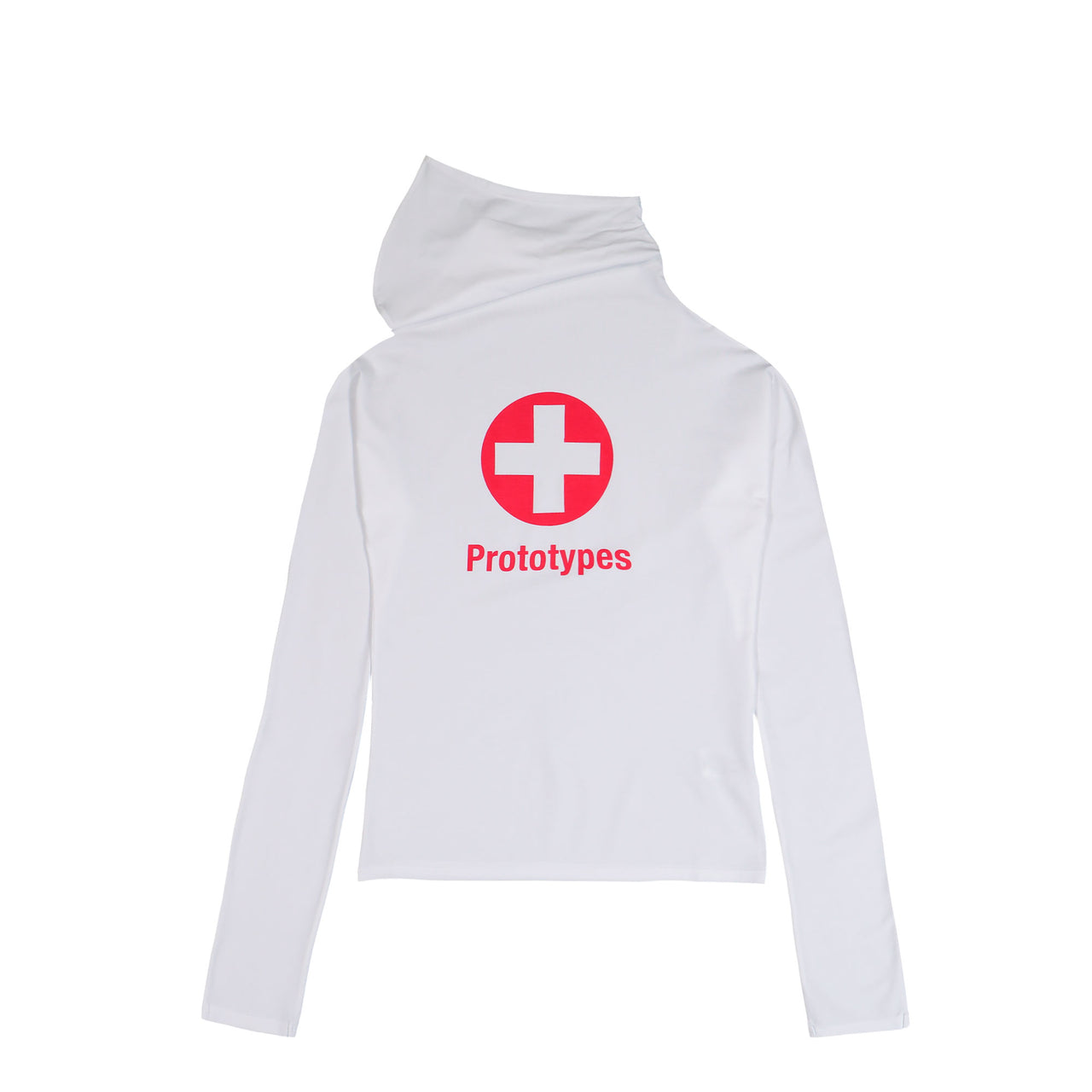 Prototypes Swiss Cross Twisted Hoodie White Longsleeves PT08JE19USWH  Detail View 1 | GATE

