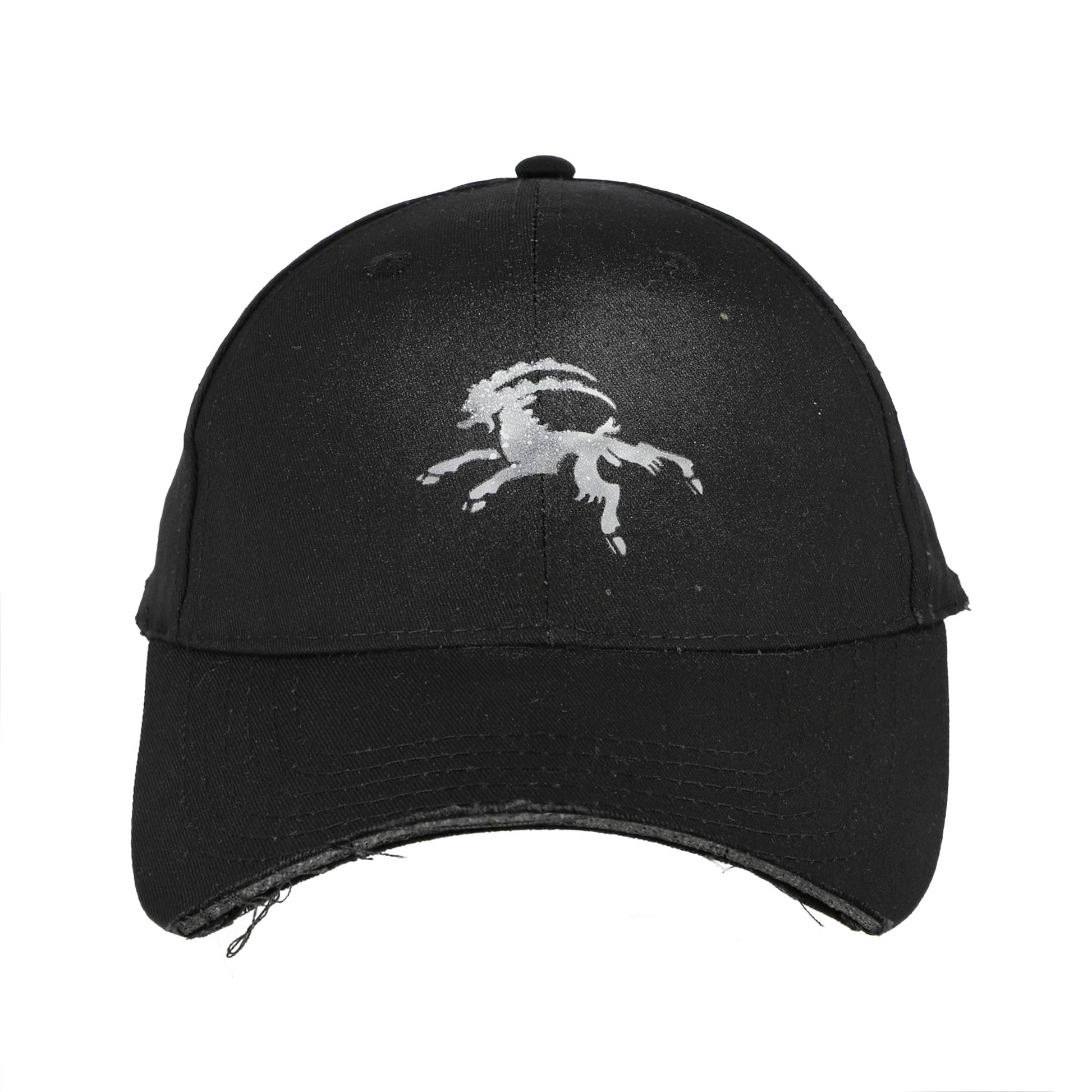Prototypes Sprayed Goat Cut Up Cap Black Caps PT09ACC02USBK Detail View 4 | GATE
