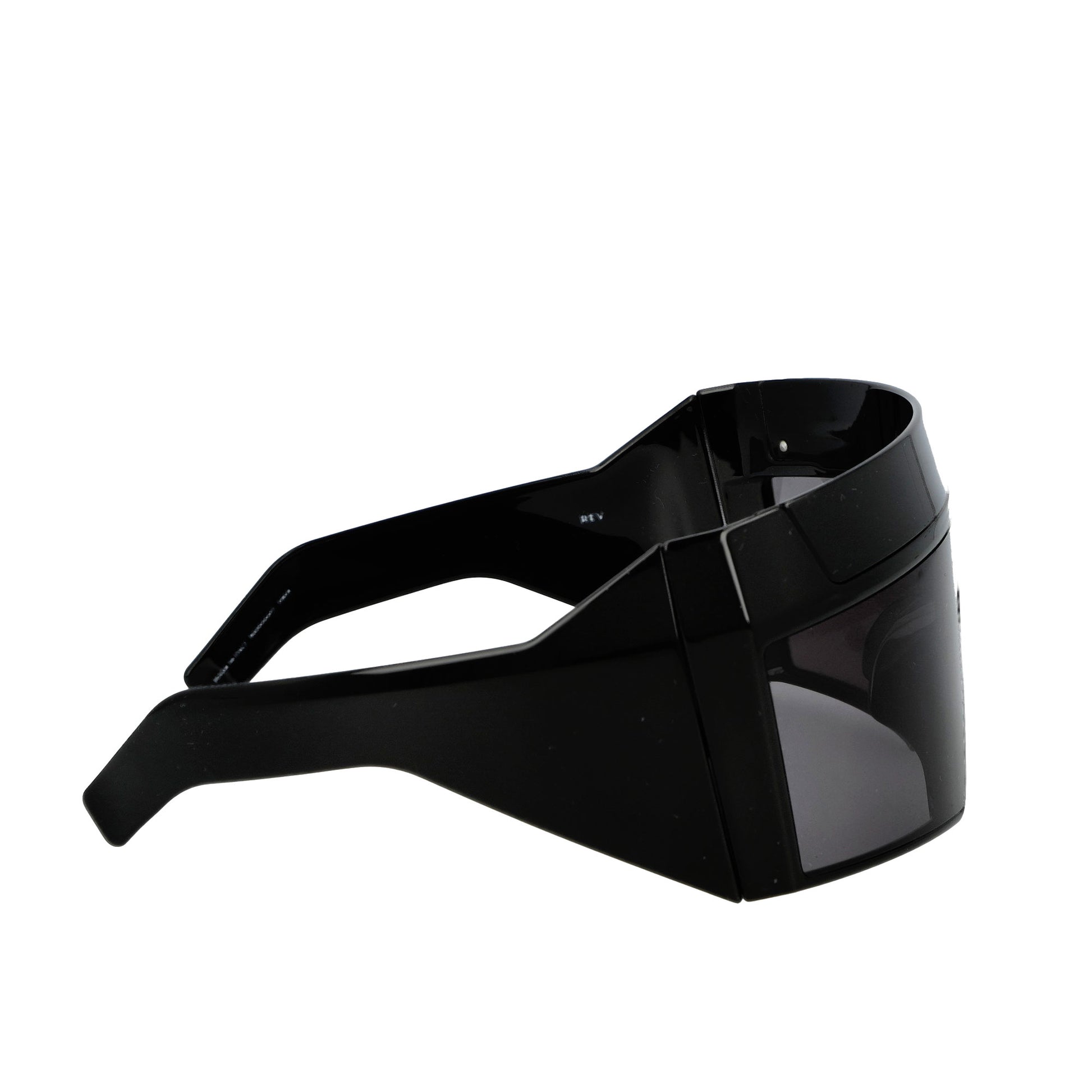 Rick Owens Sunglasses Rev Shiny Black Sunglasses RG0000017 GBLKB 0909 Detail View 3 | GATE
