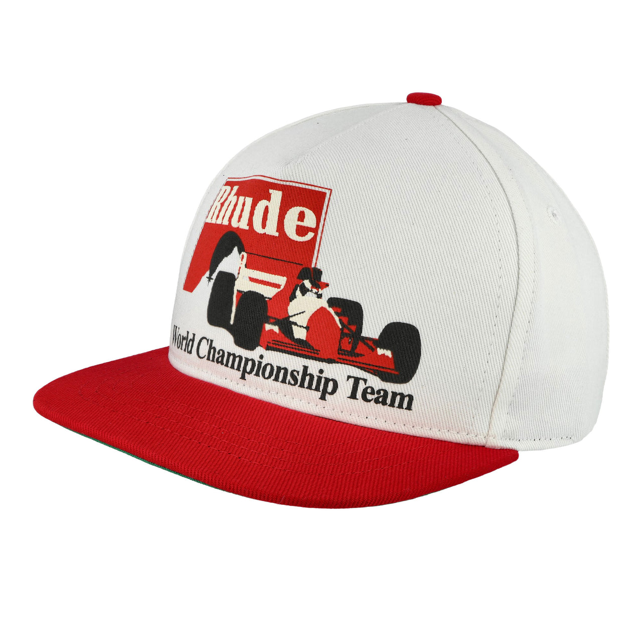 Rhude Trophy Racing Hat White / Red Caps RHFW25HA03851 Detail View 1 | GATE