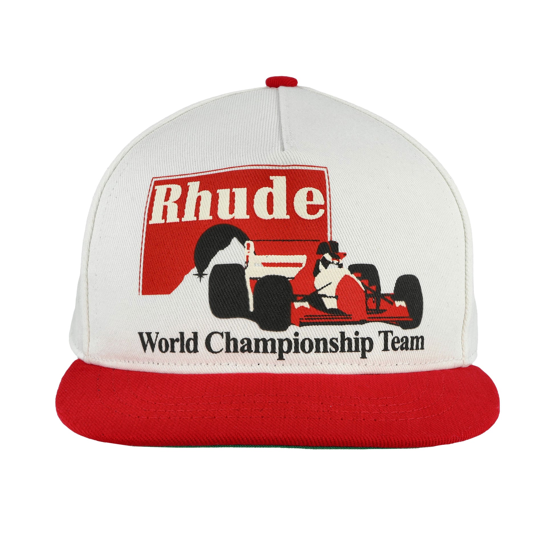 Rhude Trophy Racing Hat White / Red Caps RHFW25HA03851 Detail View 4 | GATE