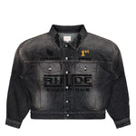 Rhude Tire Denim Trucker Jacket Agoura Black Jackets RHFW25JA04012 Detail View 1 | GATE