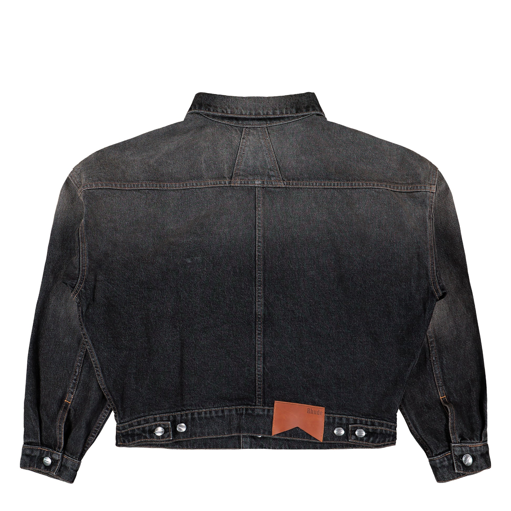 Rhude Tire Denim Trucker Jacket Agoura Black Jackets RHFW25JA04012 Detail View 2 | GATE