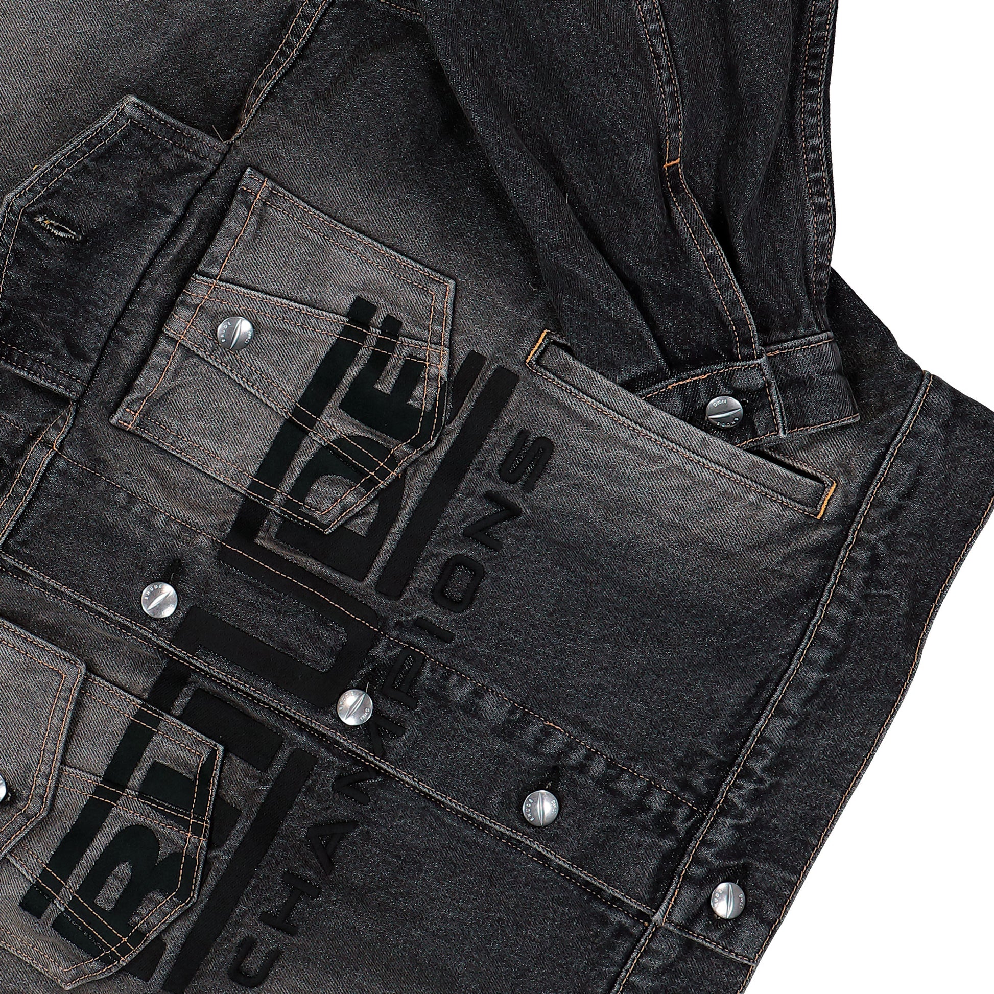 Rhude Tire Denim Trucker Jacket Agoura Black Jackets RHFW25JA04012 Detail View 4 | GATE