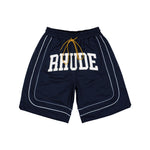 Rhude Baggy Collegiate Logo Short Navy / Cream Shorts RHFW25SH01041 Detail View 1 | GATE