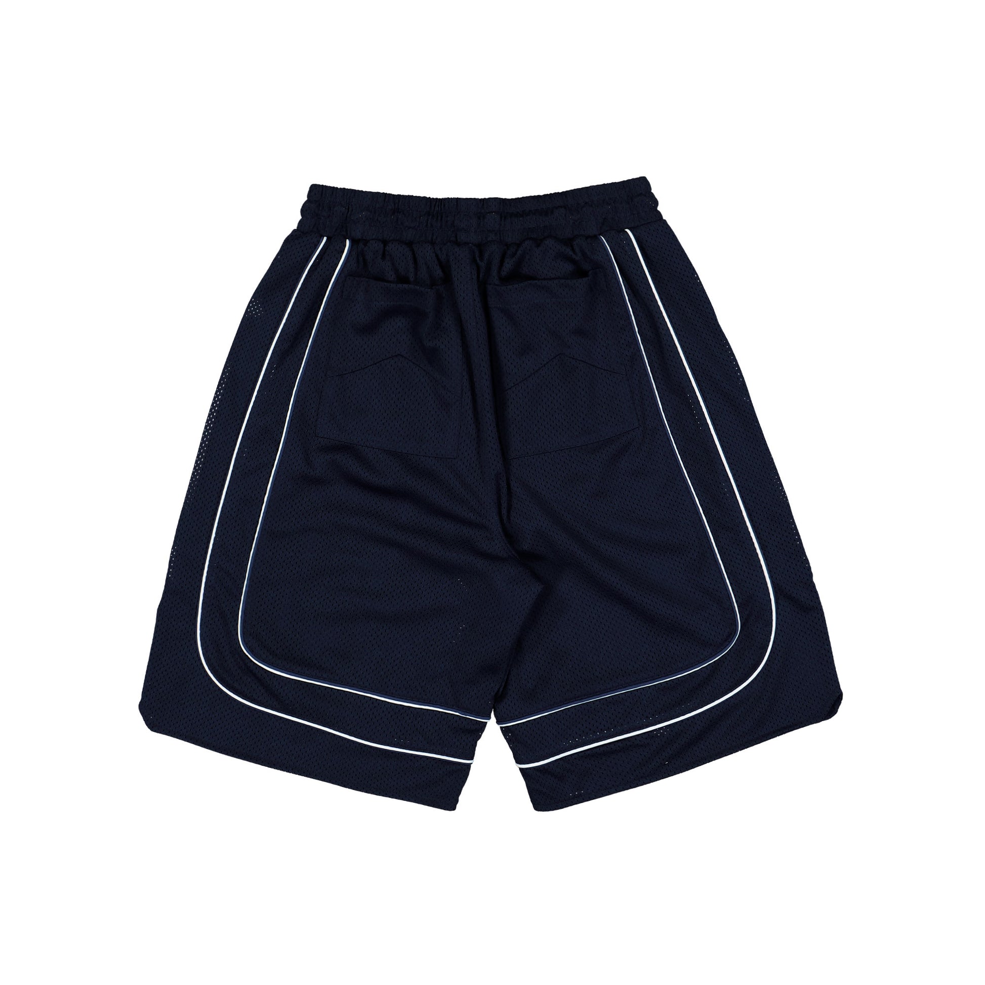 Rhude Baggy Collegiate Logo Short Navy / Cream Shorts RHFW25SH01041 Detail View 2 | GATE