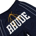 Rhude Baggy Collegiate Logo Short Navy / Cream Shorts RHFW25SH01041 Detail View 4 | GATE