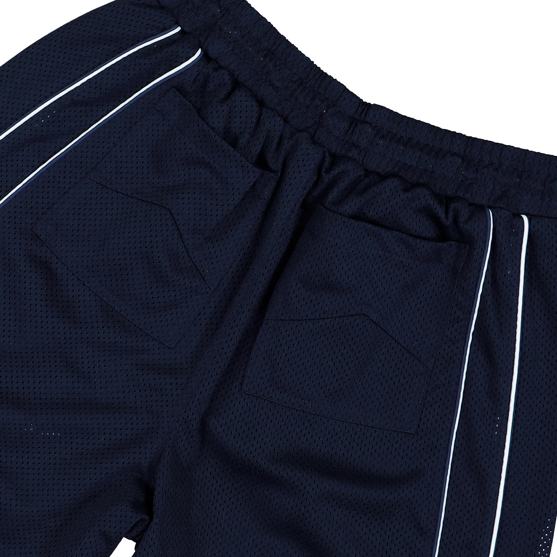 Rhude Baggy Collegiate Logo Short Navy / Cream Shorts RHFW25SH01041 Detail View 5 | GATE