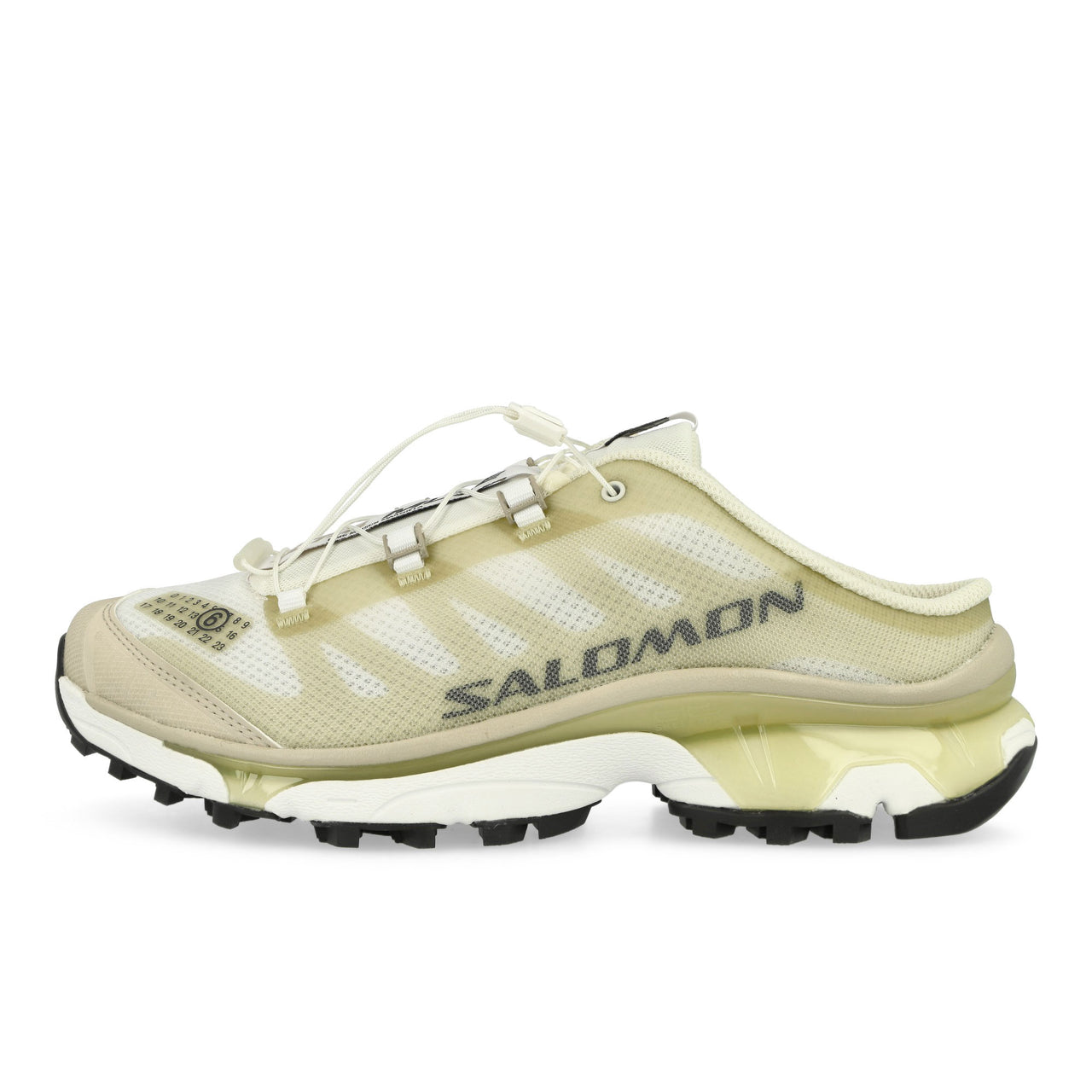 Salomon MM6 Maison Margiela x Salomon XT4 Mule 2 MM6  White / Green Haze / Silver Cloud Slides SH1WS0017-P8163-HA744  Detail View 1 | GATE
