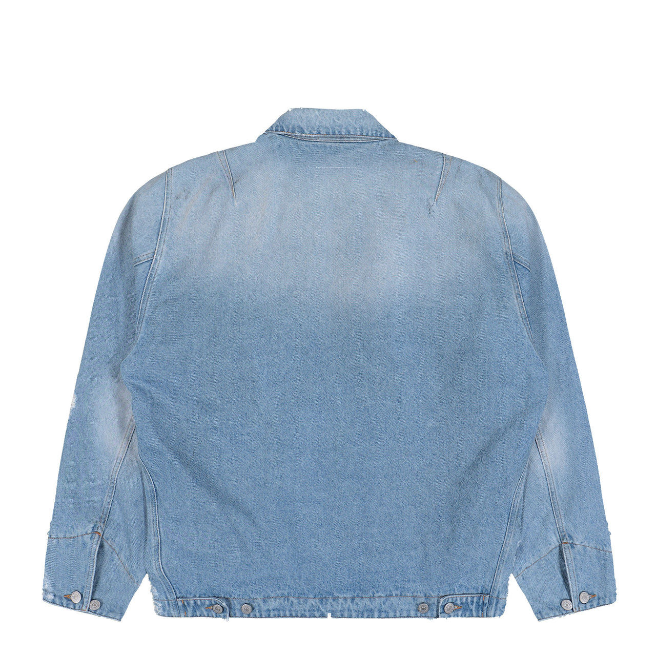 MM6 Maison Margiela Denim Distressed Zip-Up Jacket Blue Jackets SH2AM0030 M30018 964 Detail View 1 | GATE