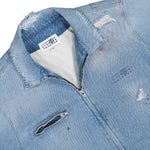 MM6 Maison Margiela Denim Distressed Zip-Up Jacket Blue Jackets SH2AM0030 M30018 964 Detail View 3 | GATE