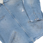MM6 Maison Margiela Denim Distressed Zip-Up Jacket Blue Jackets SH2AM0030 M30018 964 Detail View 4 | GATE