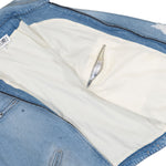 MM6 Maison Margiela Denim Distressed Zip-Up Jacket Blue Jackets SH2AM0030 M30018 964 Detail View 5 | GATE