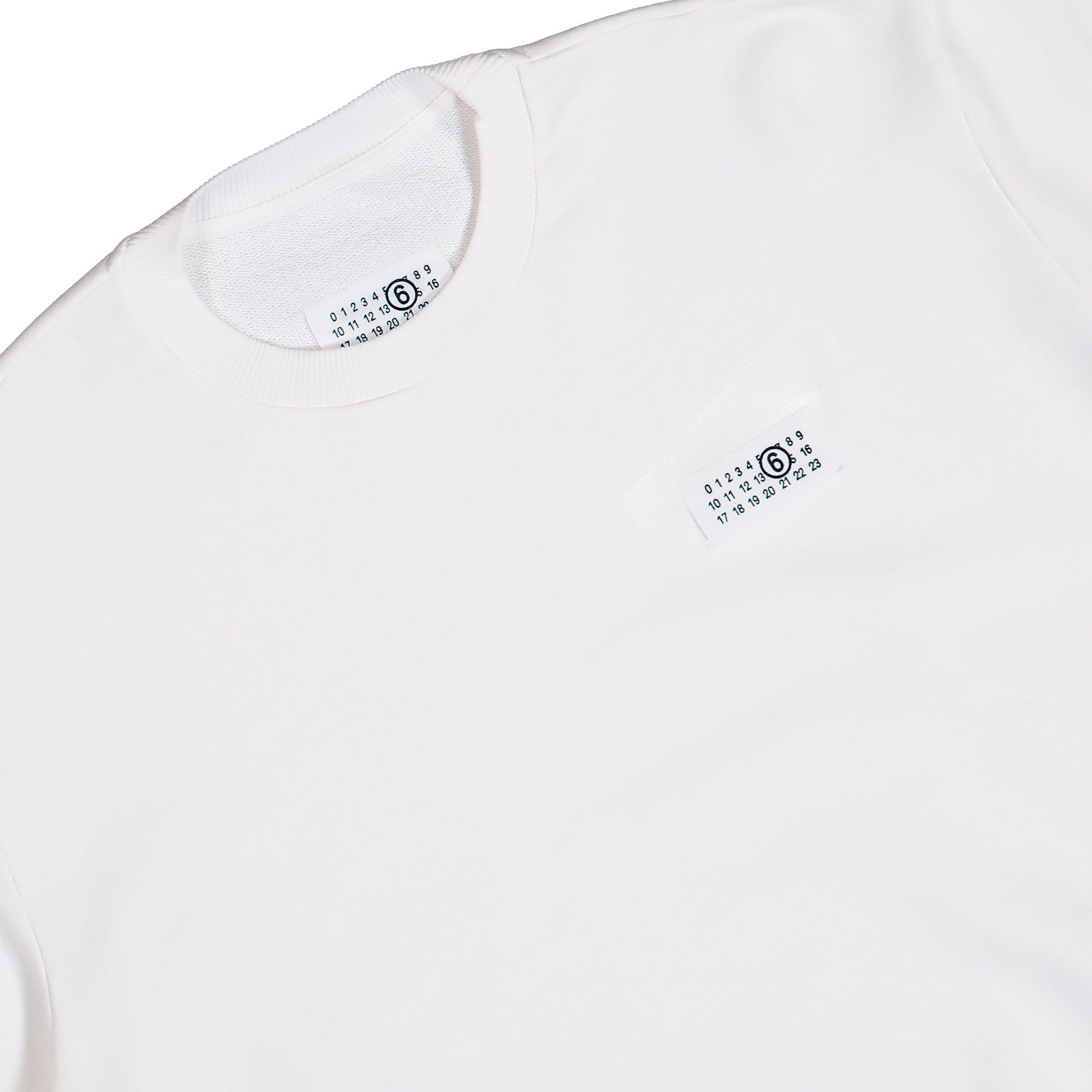 MM6 Maison Margiela Numeric Logo Jumper White Sweatshirts SH2GU0025 M25024 101 Detail View 3 | GATE
