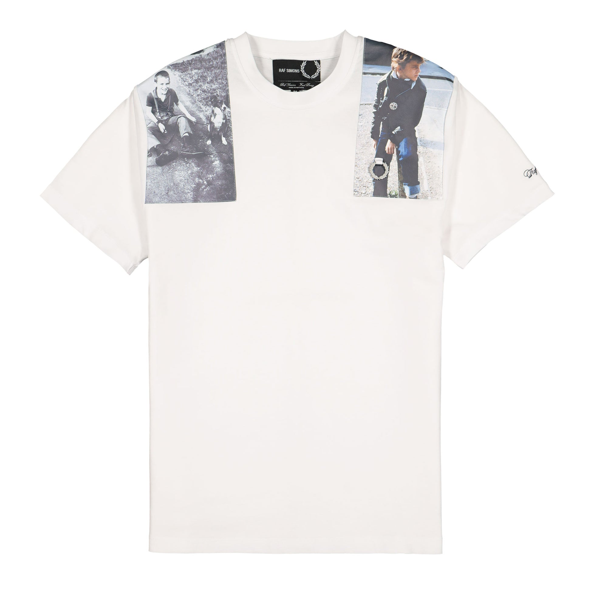 Raf Simons x Fred Perry Print Patch T-Shirt White T-Shirt SM8131 Detail View 1 | GATE
