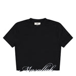 GmbH Cropped T-Shirt W Embroidered Hem Black T-Shirts Tee3 Masallah Detail View 1 | GATE
