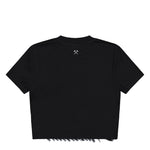 GmbH Cropped T-Shirt W Embroidered Hem Black T-Shirts Tee3 Masallah Detail View 2 | GATE
