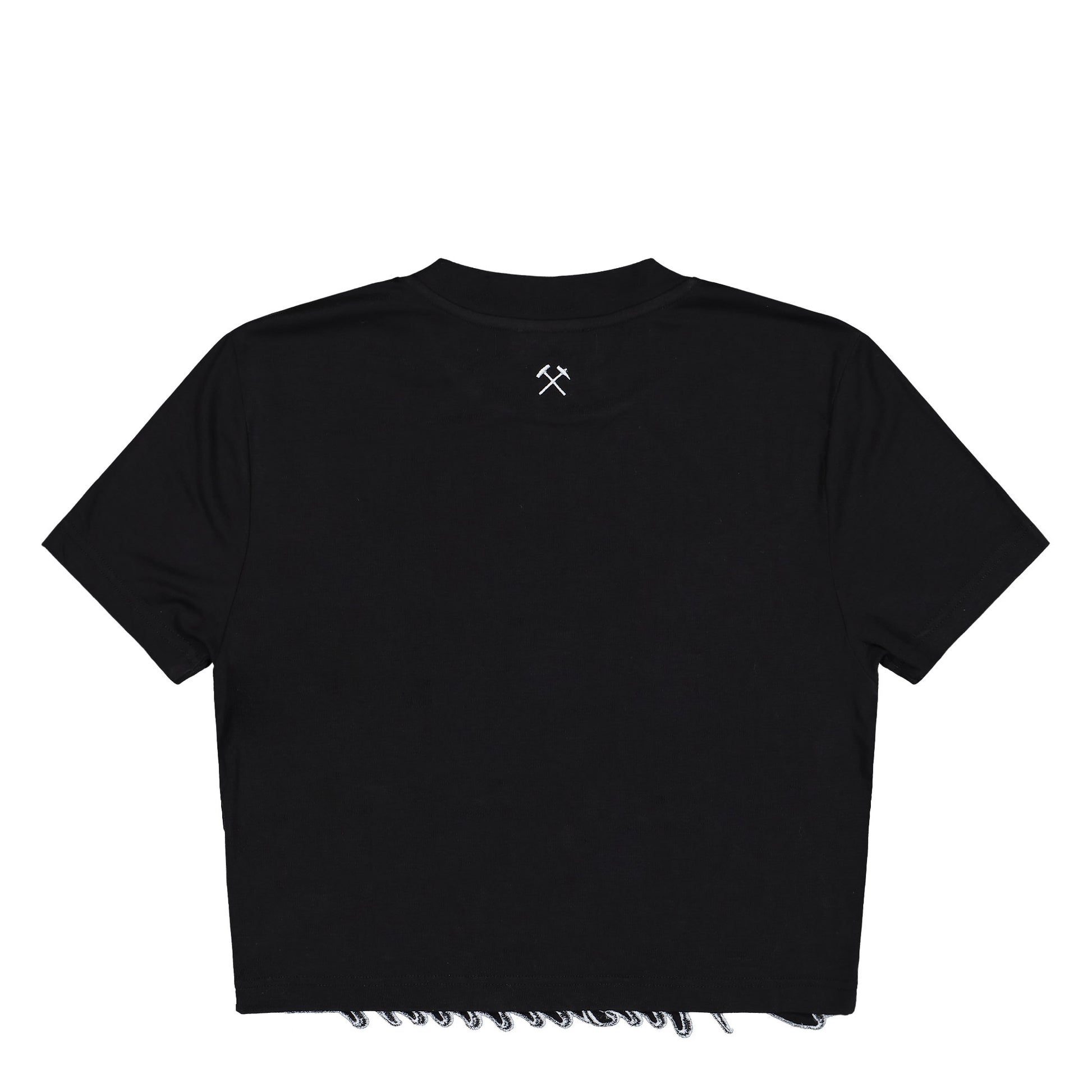GmbH Cropped T-Shirt W Embroidered Hem Black T-Shirts Tee3 Masallah Detail View 2 | GATE
