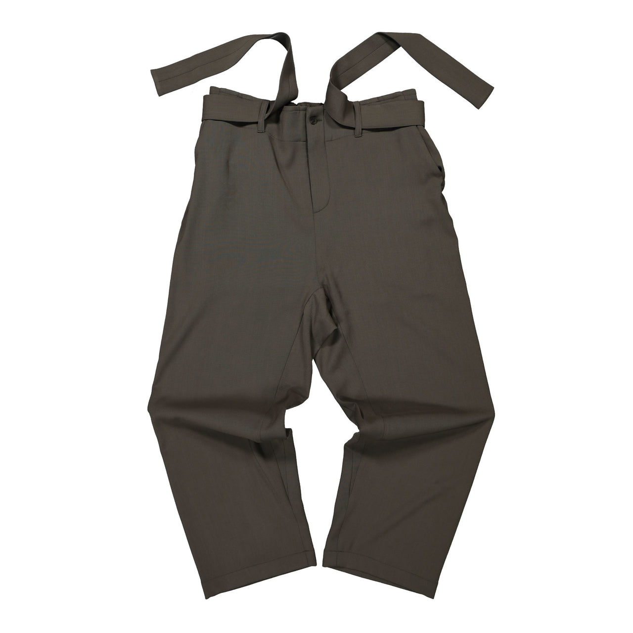 Qasimi Tomer Wide Leg Trousers Peat Pants TRS08 Detail View 1 | GATE