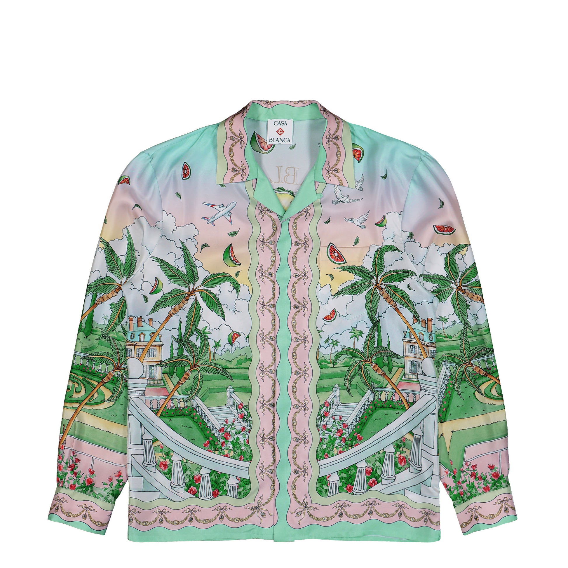 Casablanca Cuban Collar LS Shirt Laduree Shirts U-PF26-SH-006-01-EX-LD Detail View 1 | GATE