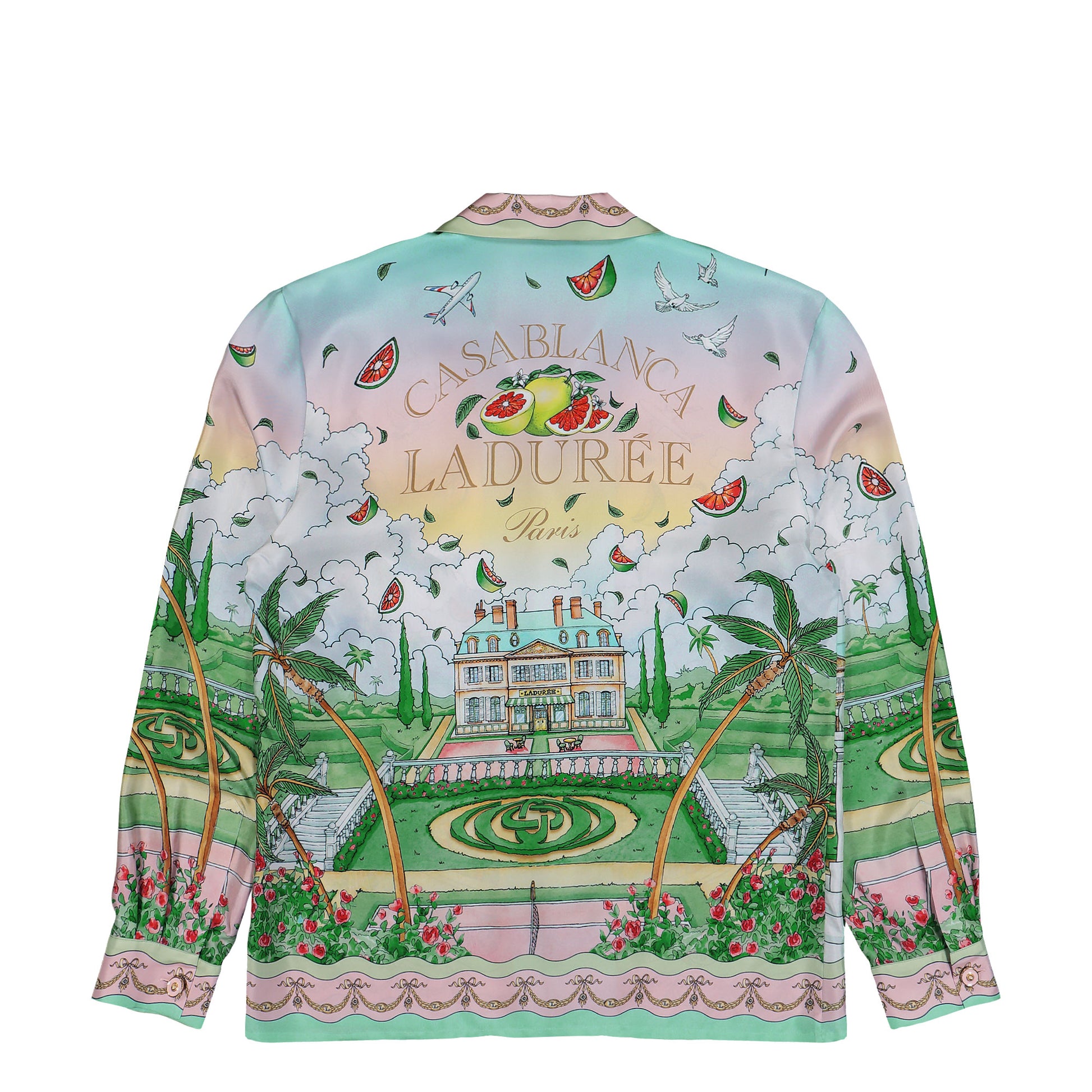 Casablanca Cuban Collar LS Shirt Laduree Shirts U-PF26-SH-006-01-EX-LD Detail View 2 | GATE