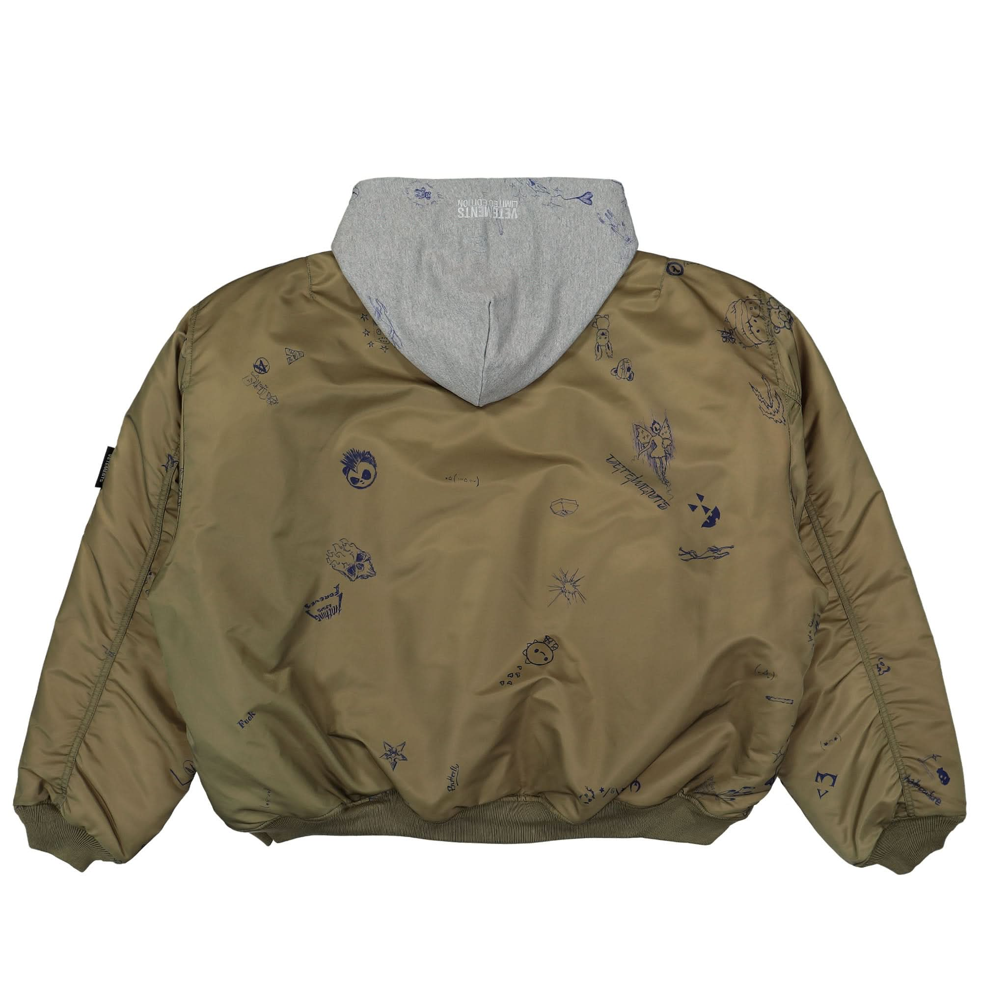 Scribbled Hooded Bomber Jacket | GATE