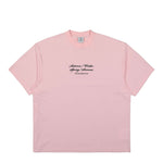 VETEMENTS 4 Seasons Embroidered Logo T-Shirt Pink Detail view 1 | Gate