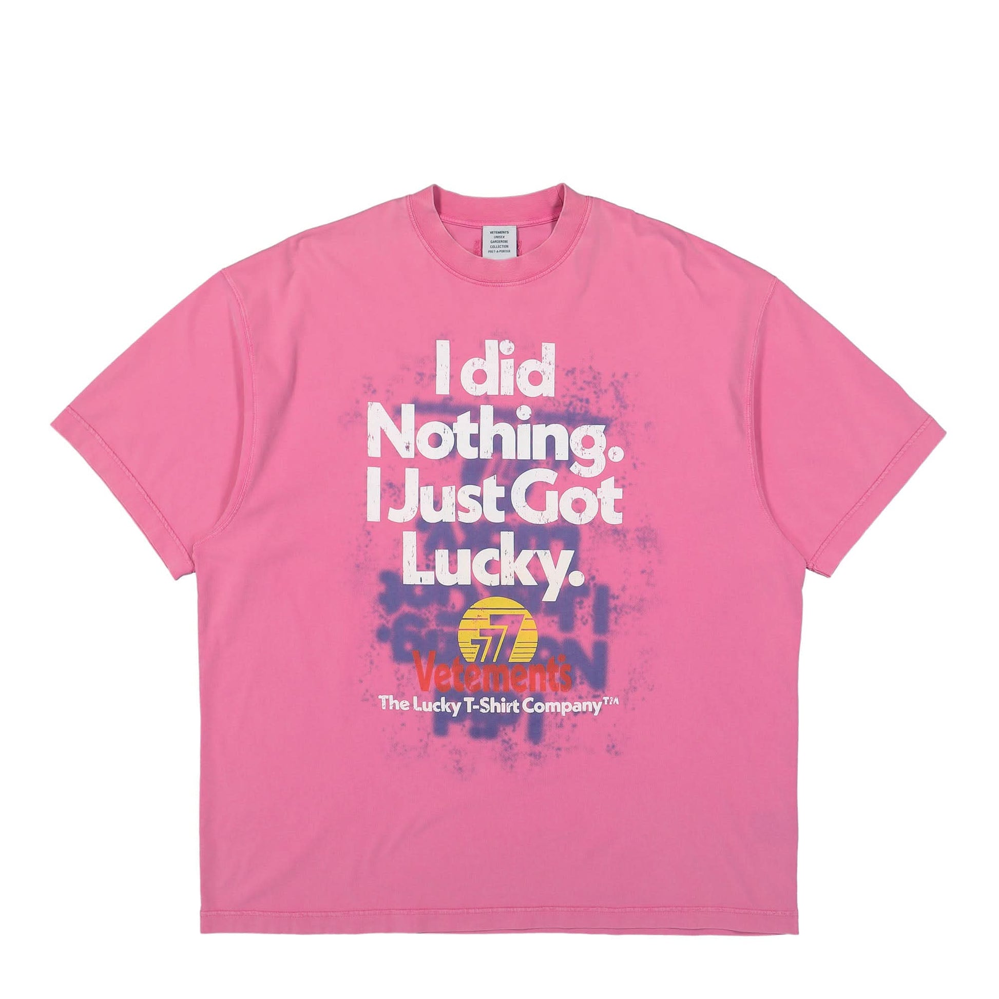 VETEMENTS I Got Lucky T-Shirt Pink Detail view 1 | Gate