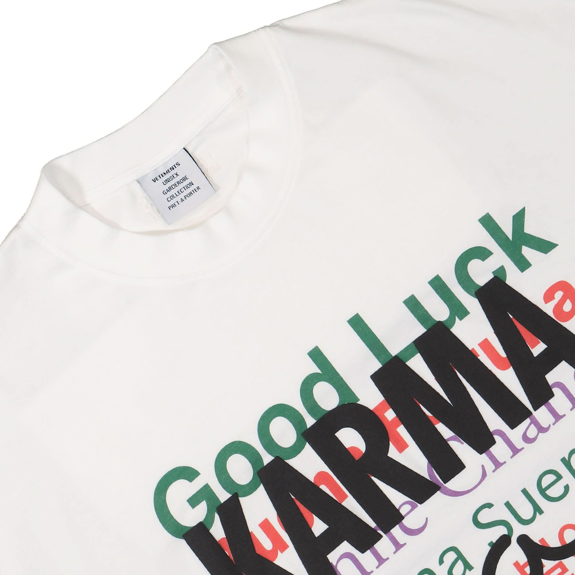 VETEMENTS Good Luck Karma T-Shirt White Detail view 3 | Gate