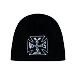 VETEMENTS Biker Cross Logo Beanie Black Beanies UE76BN307B Detail View 1 | GATE