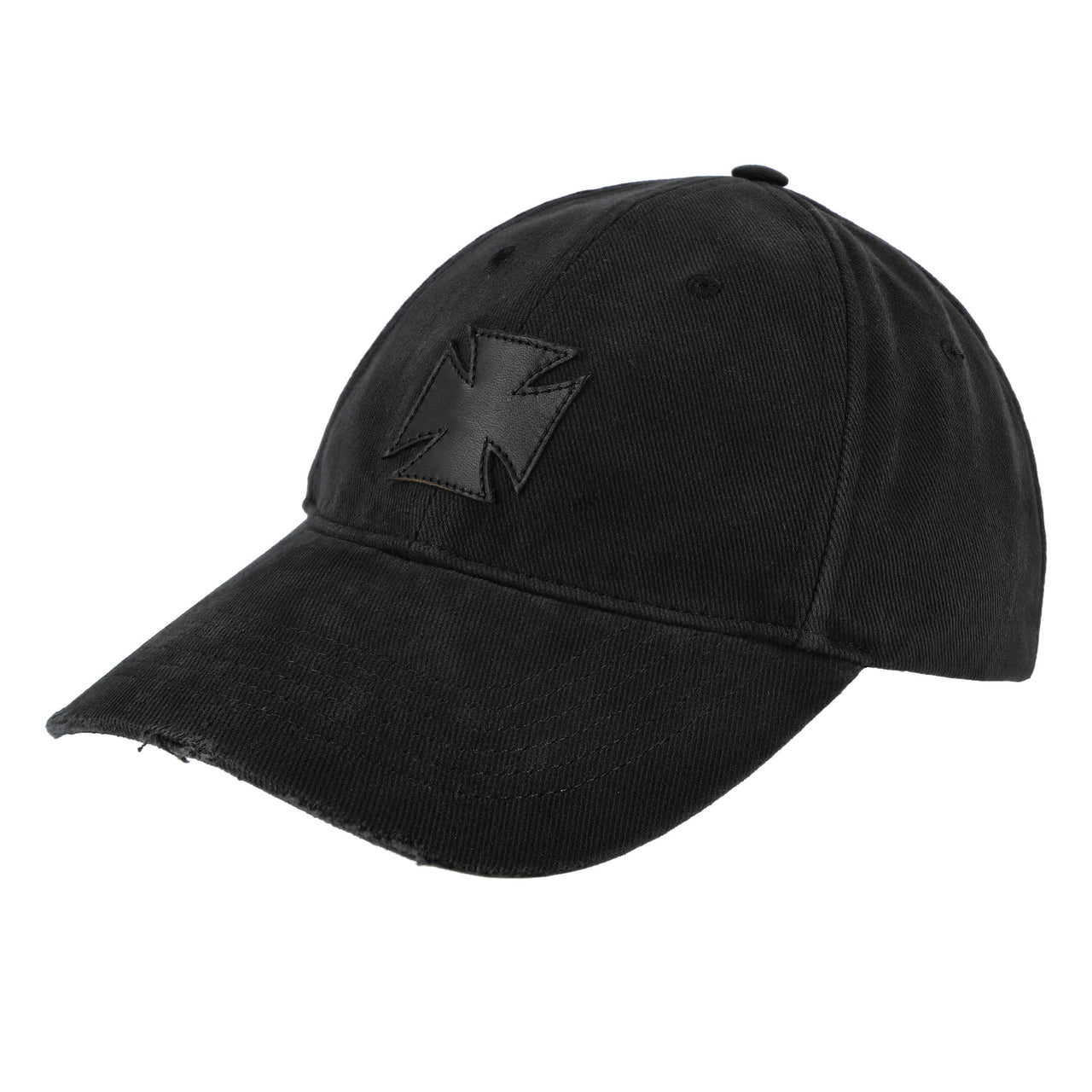 VETEMENTS Leather Biker Cross Cap Black Caps UE76CA329B Detail View 1 | GATE
