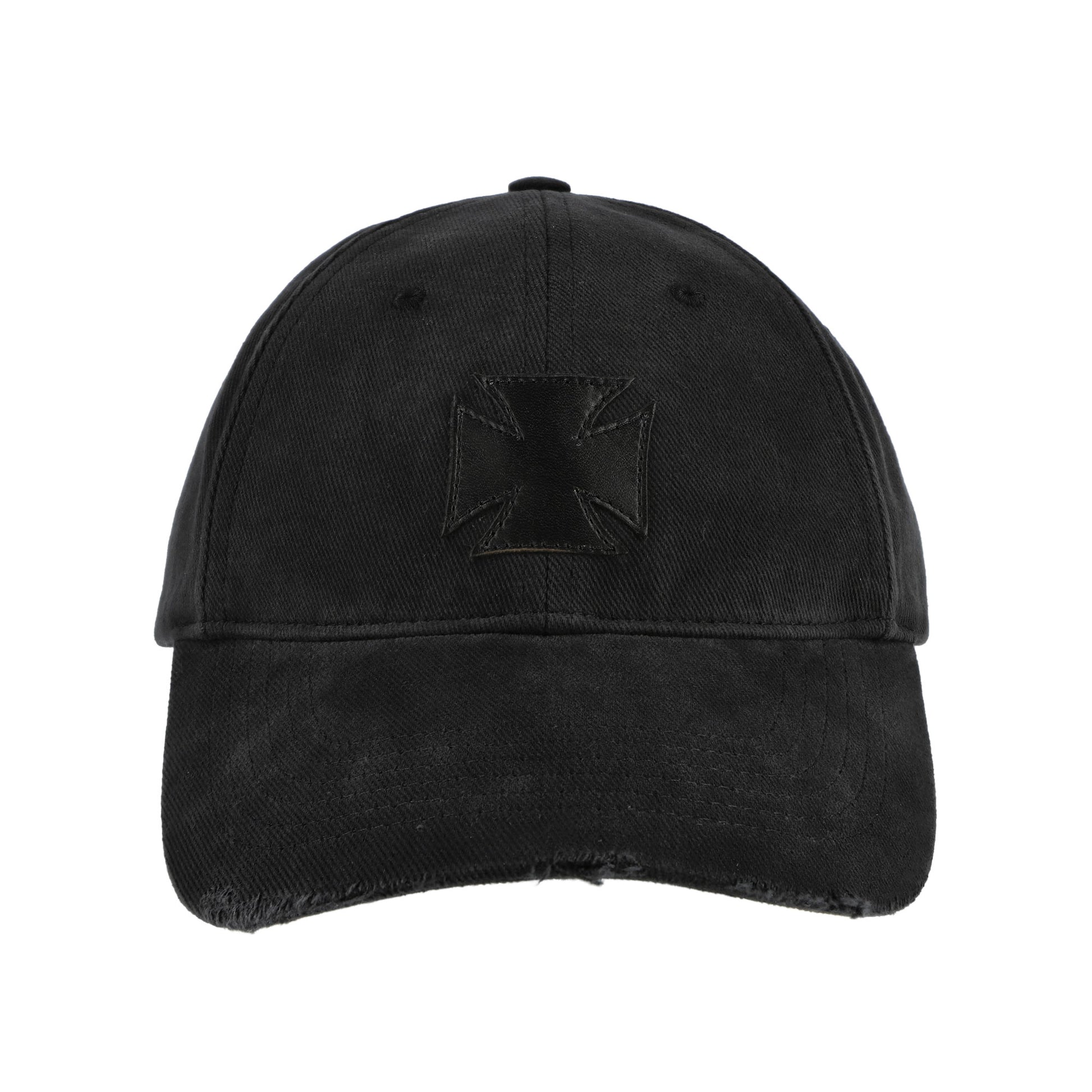 VETEMENTS Leather Biker Cross Cap Black Caps UE76CA329B Detail View 4 | GATE
