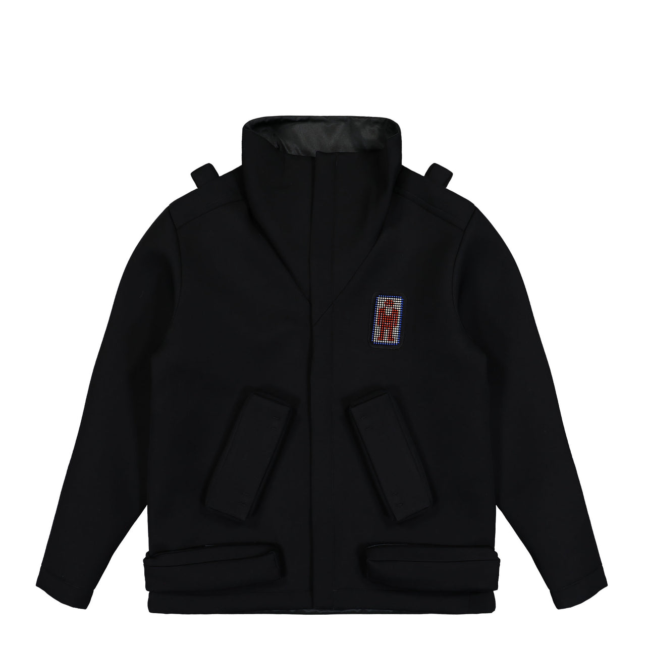 Walter Van Beirendonck UFO Jacket Beep Beep - 3D Patches CC7 Black Jackets 1003A Detail View 1 | GATE