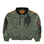 Alpha Industries x VETEMENTS Tribal Reworked Bomber Jacket Green / Black Jackets UH76BO890GG Detail View 1 | GATE