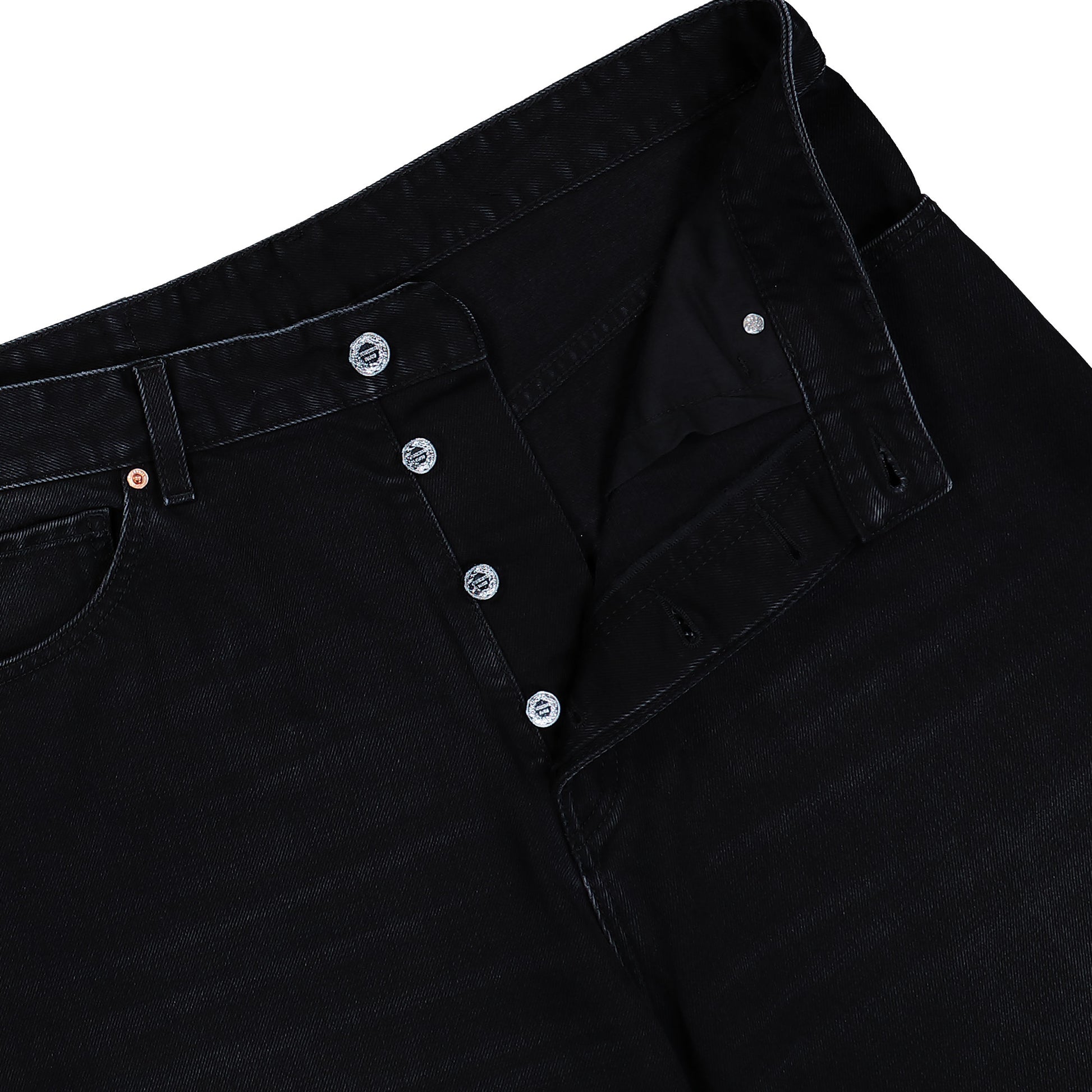 VETEMENTS Painted Anarchy Reworked Jeans Vintage Black Denim UH76DP110B2 Detail View 4 | GATE