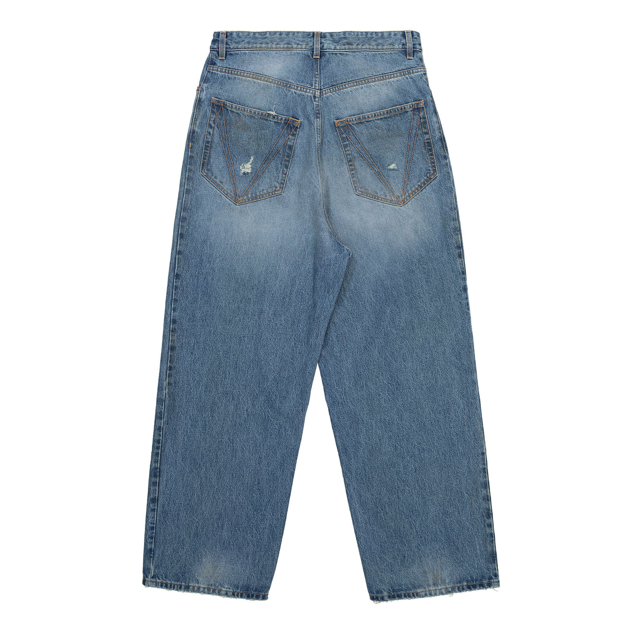 VETEMENTS Distressed Baggy Jeans Distressed Light Blue Denim UH76DP180LD Detail View 1 | GATE