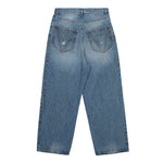 VETEMENTS Distressed Baggy Jeans Distressed Light Blue Denim UH76DP180LD Detail View 2 | GATE