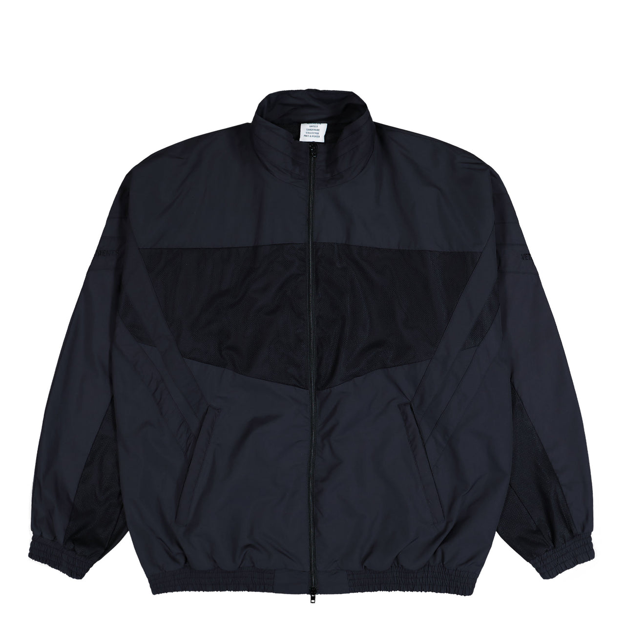 VETEMENTS 50/50 Mesh Pannel Tracksuit Jacket Black Tracksuit Tops UH76GJ700B Detail View 1 | GATE
