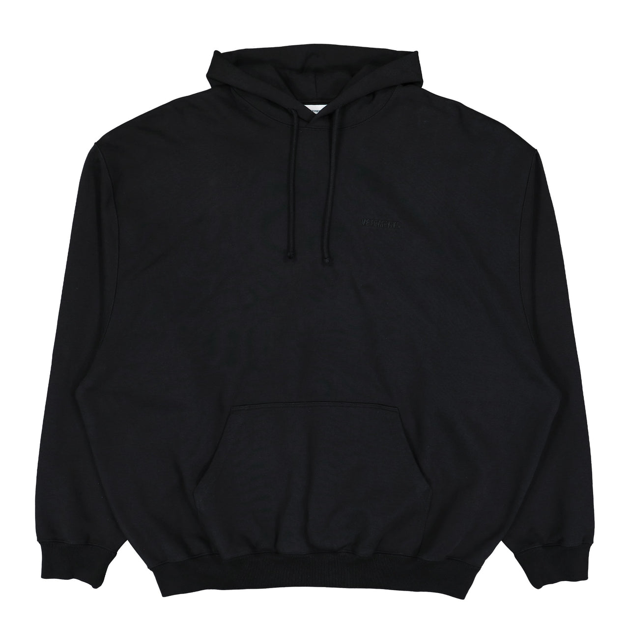 VETEMENTS Logo Oversized Hoodie Black Hoodies UH76HD100B Detail View 1 | GATE