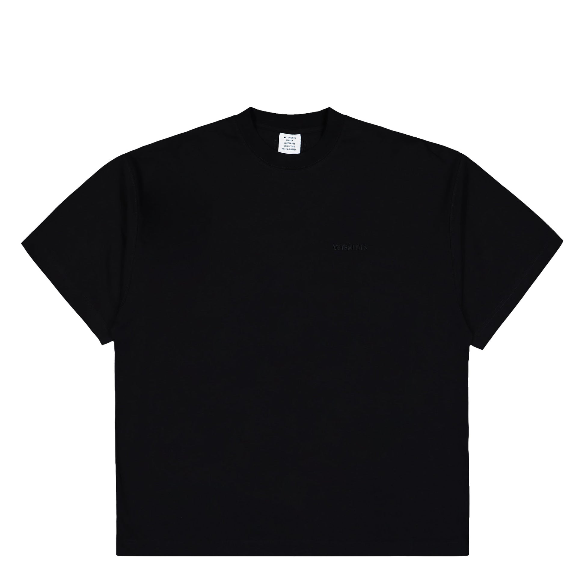 VETEMENTS Logo Regular T-Shirt Black T-Shirts UH76TR100B Detail View 1 | GATE