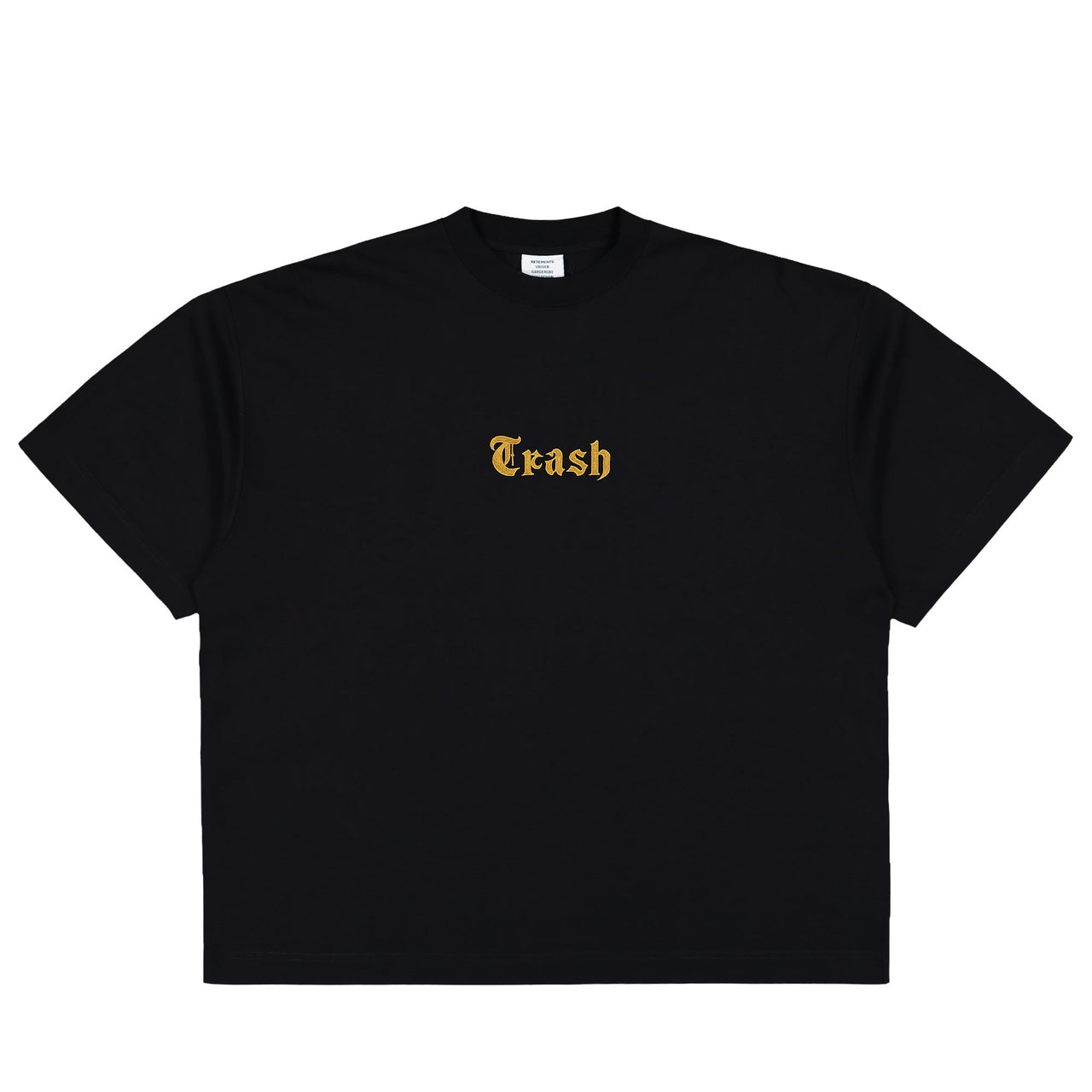 VETEMENTS Trash Embroidered Regular T-Shirt Black T-Shirts UH76TR540B Detail View 1 | GATE