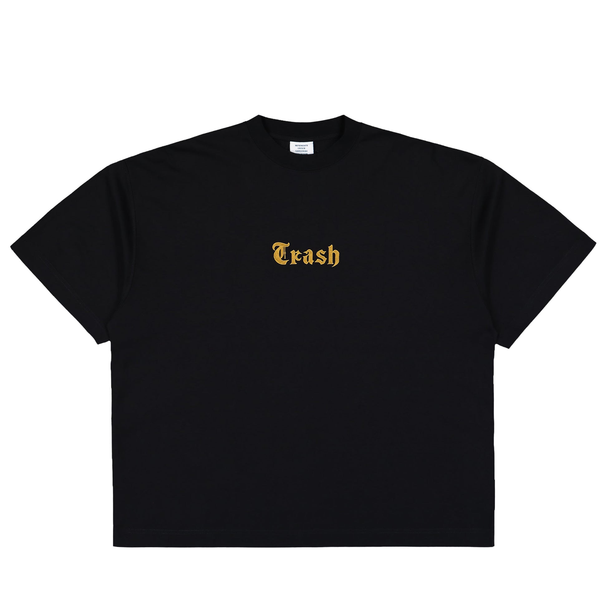 VETEMENTS Trash Embroidered Regular T-Shirt Black T-Shirts UH76TR540B Detail View 1 | GATE