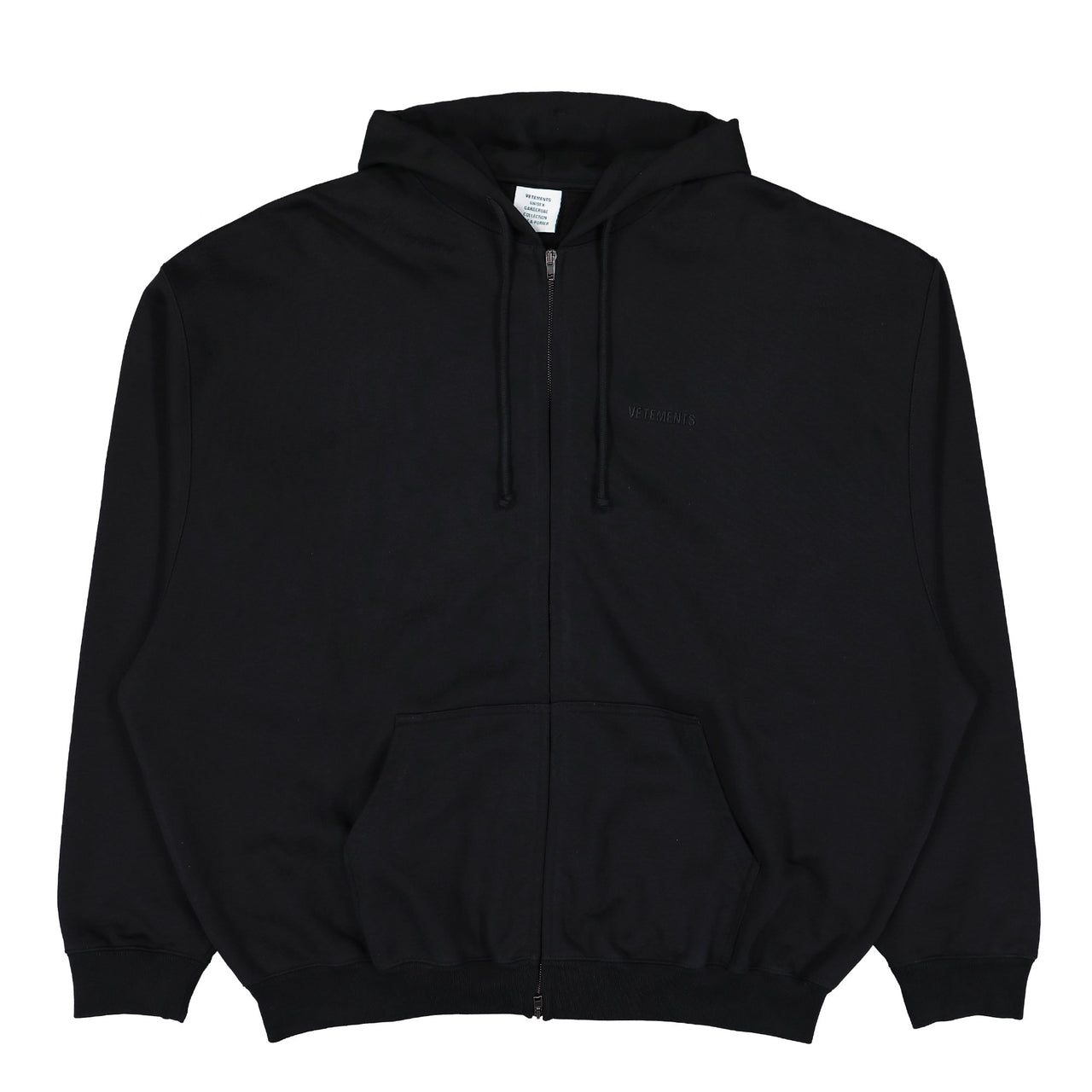 VETEMENTS Logo Oversized Zip-Up Hoodie Black Hoodies UH76ZU100B Detail View 1 | GATE