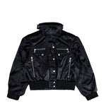 Marine Serre Satin Nylon Bomber Jacket Black Jackets UJA068ACWOV0068-BK99 Detail View 1 | GATE