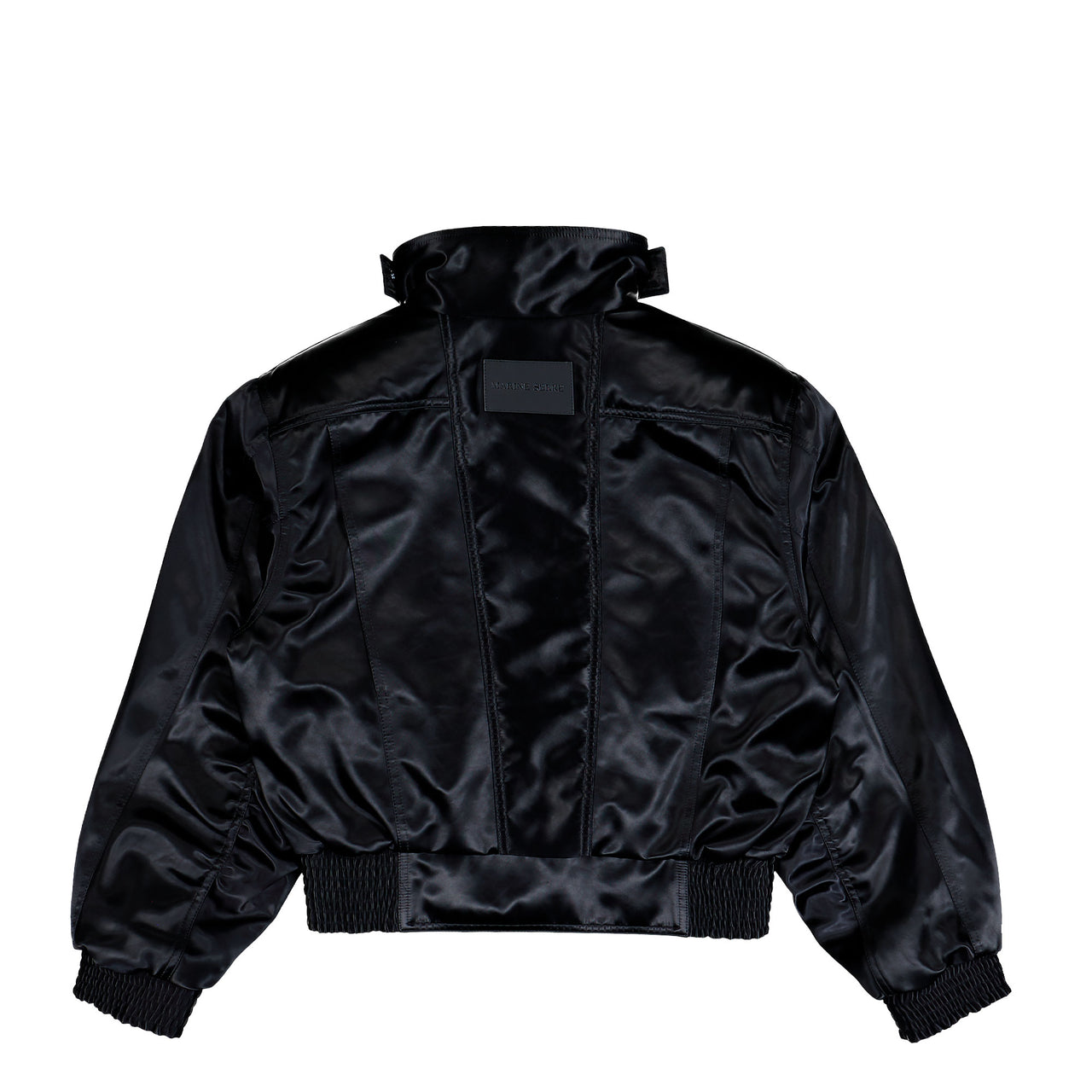 Marine Serre Satin Nylon Bomber Jacket Black Jackets UJA068ACWOV0068-BK99 Detail View 1 | GATE